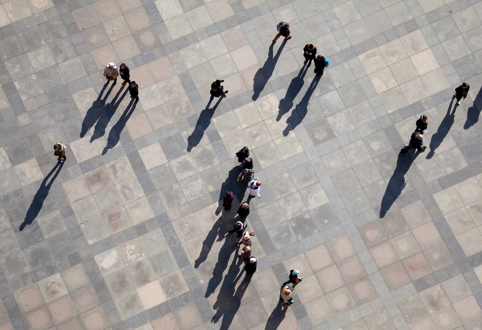 arial view of people standing